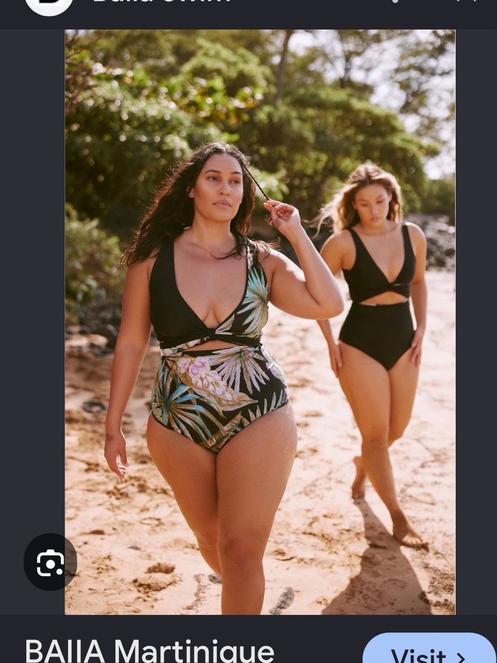 Baiia Black Tropical Floral multiway bikini Swimsuit